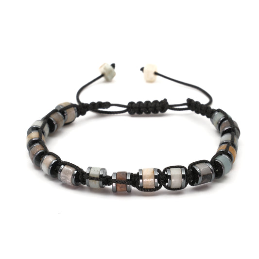 Amazonite and Hematite Macrame Certified Natural Stone Bracelet SPF-A-010