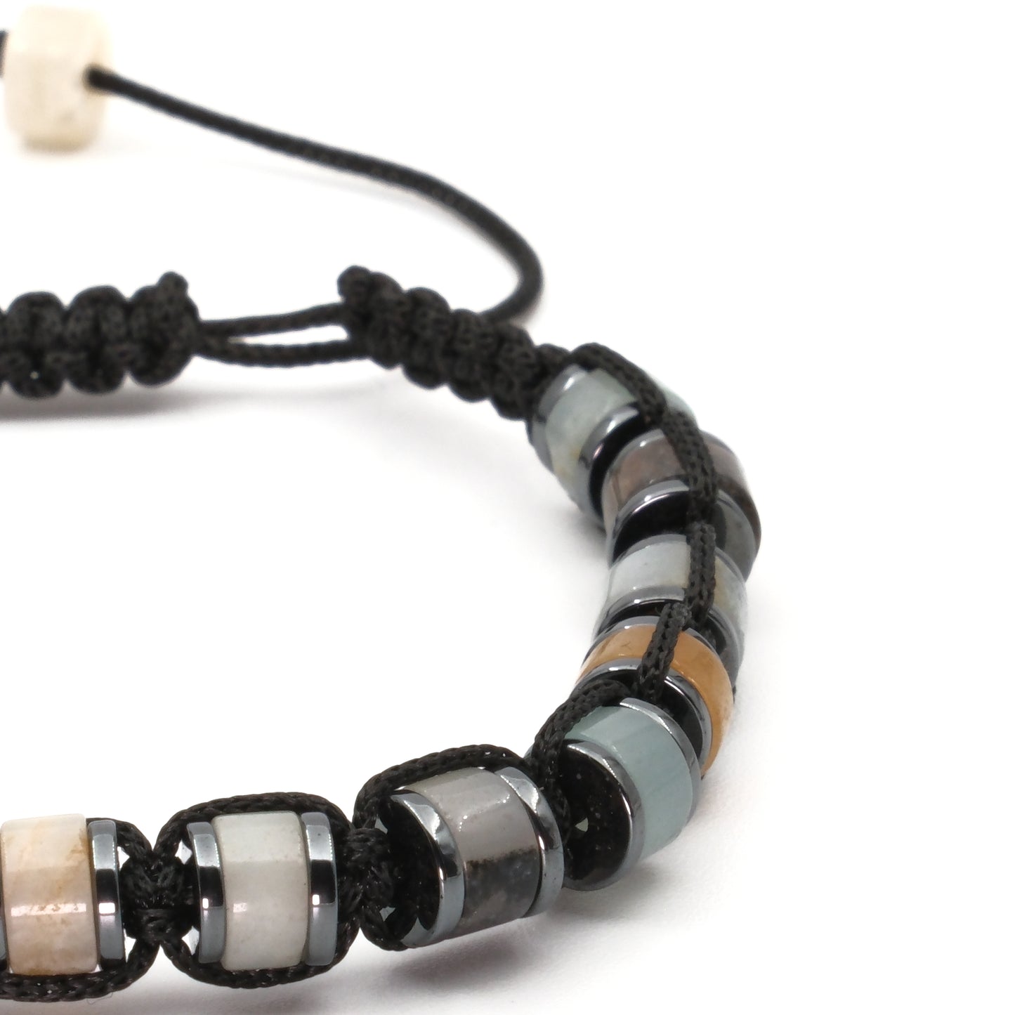 Amazonite and Hematite Macrame Natural Stone Bracelet SPF-A-010