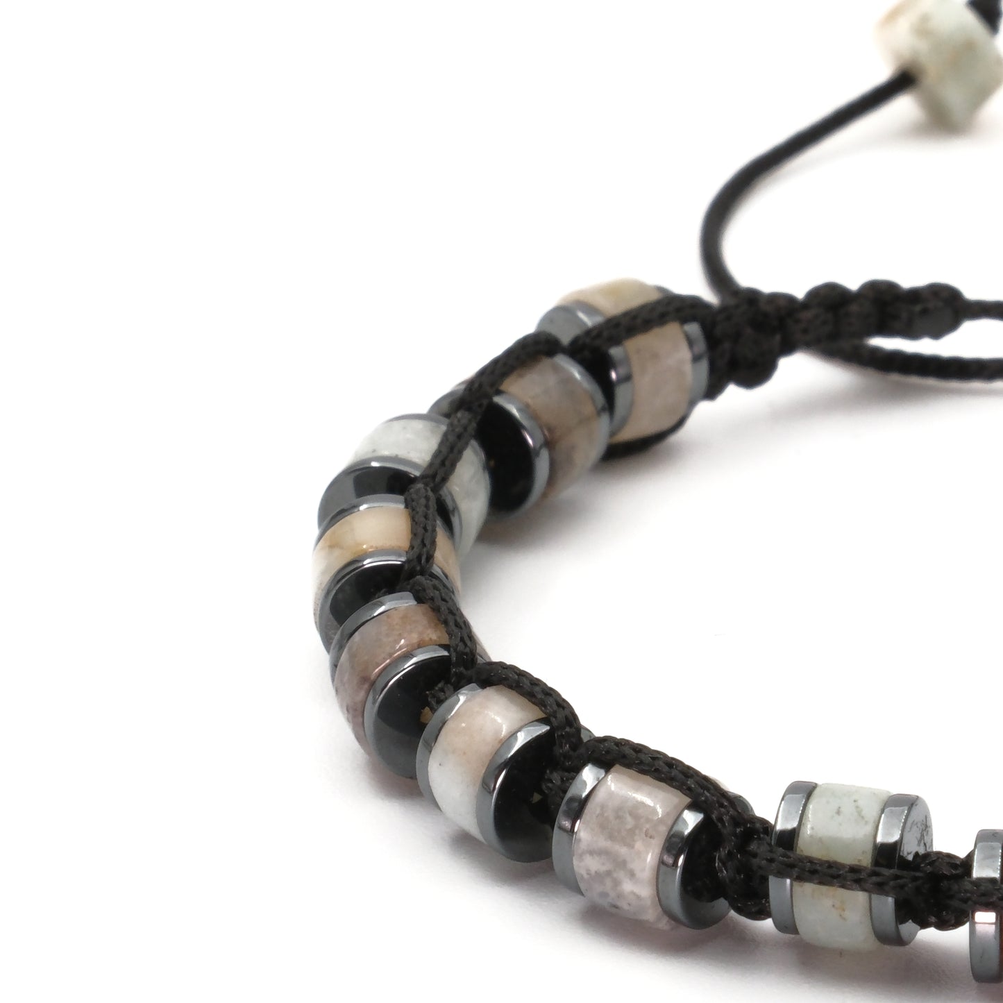Amazonite and Hematite Macrame Natural Stone Bracelet SPF-A-010