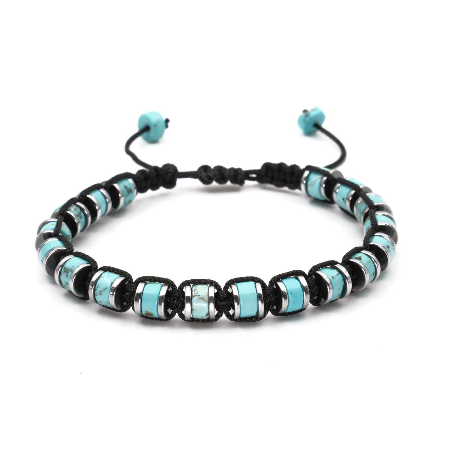 Turquoise and Hematite Macrame Natural Stone Bracelet SPF-A-072
