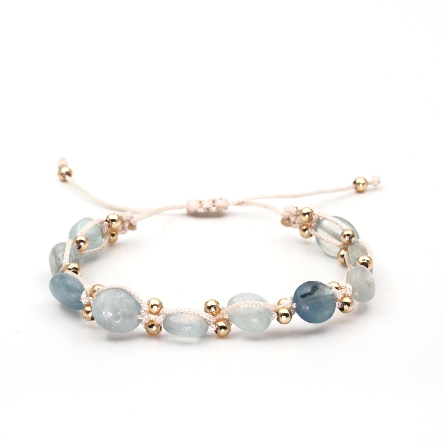 Aquamarine Hematite Macrame Natural Stone Bracelet SPF-A-004
