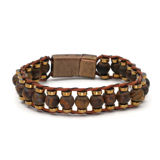 Kaplan Gözü ve Hematit Sertifikalı Doğal Taş Bileklik SPF-A-039