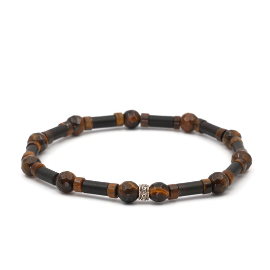 Tiger Eye and Onyx Certified Natural Stone Bracelet SPF-A-041