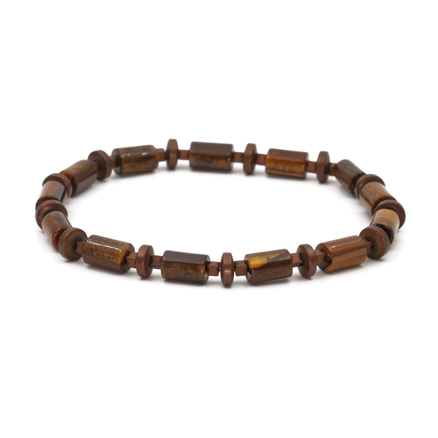 Cylinder Tiger Eye Hematite Natural Stone Bracelet SPF-A-062