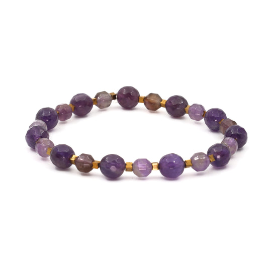Amethyst Hematite Certified Natural Stone Bracelet SPF-A-012