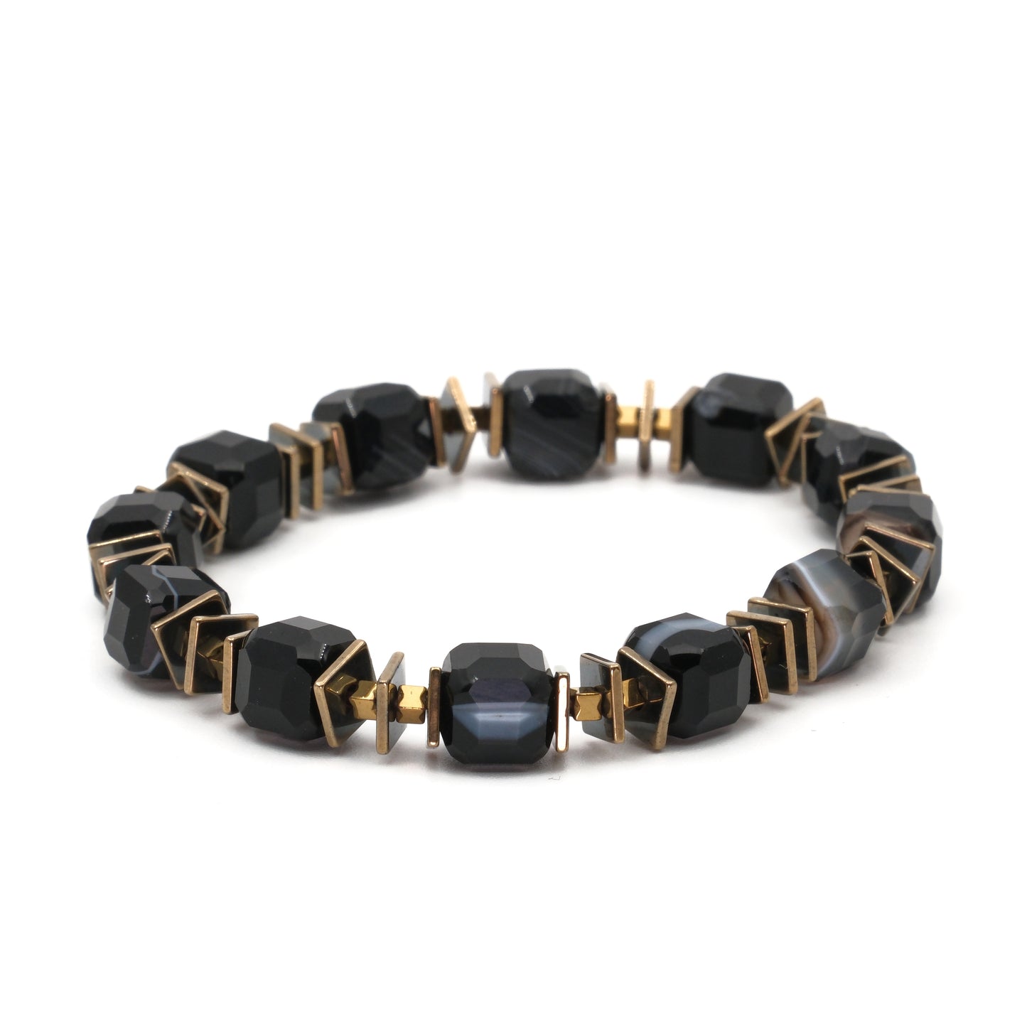 Black Agate and Hematite Natural Stone Bracelet SPF-A-064