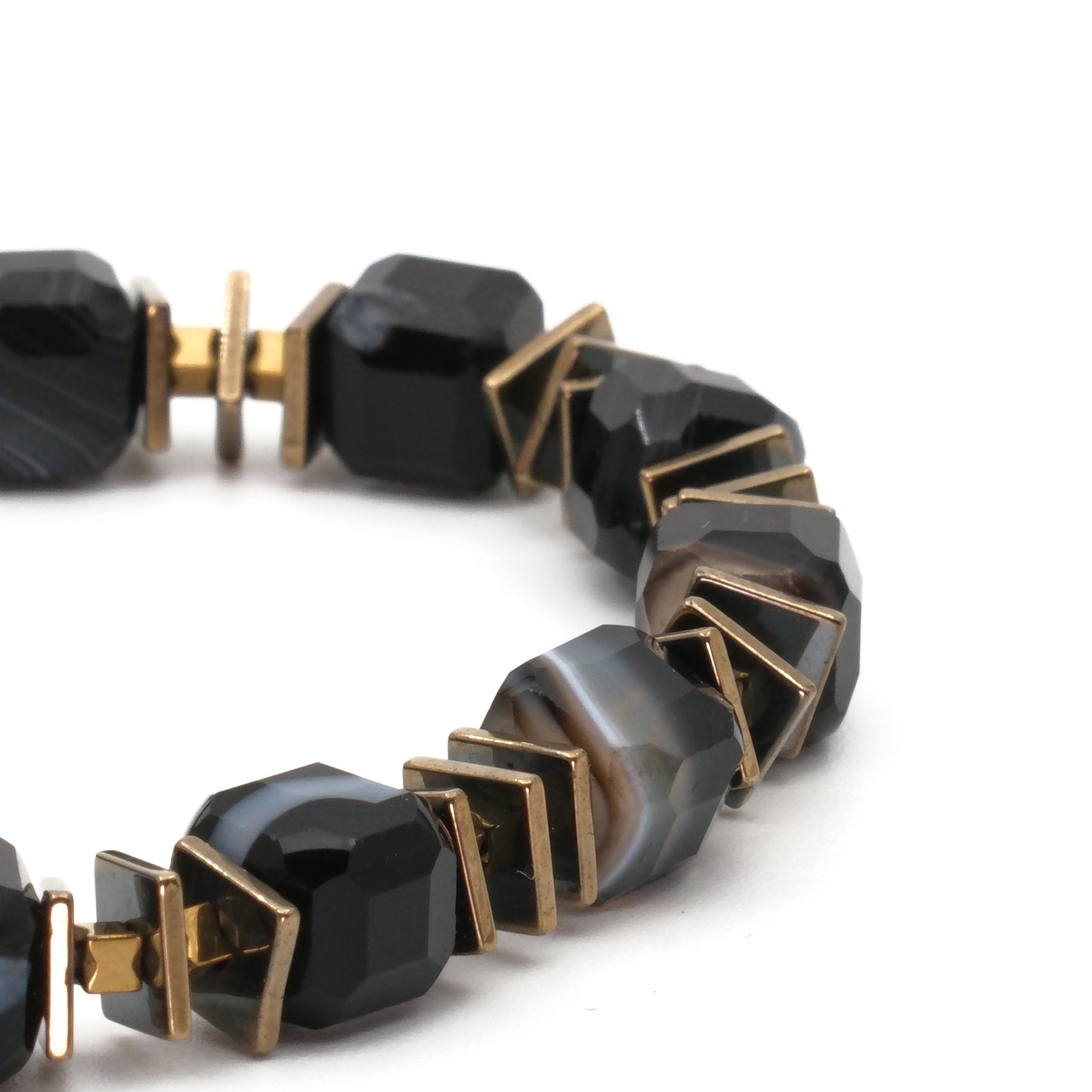 Black Agate and Hematite Natural Stone Bracelet SPF-A-064