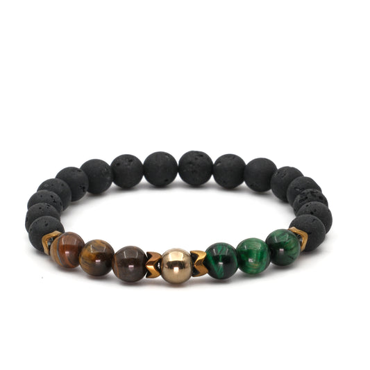 Kaplan Gözü Lav Taşı Sertifikalı Doğal Taş Bileklik SPF-A-031