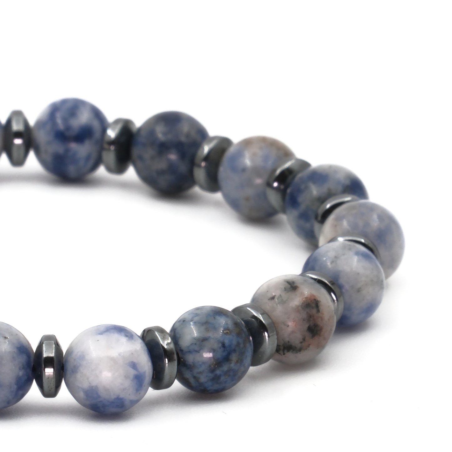 Globe Sodalite and Hematite Natural Stone Natural Stone Bracelet SPF-A-049
