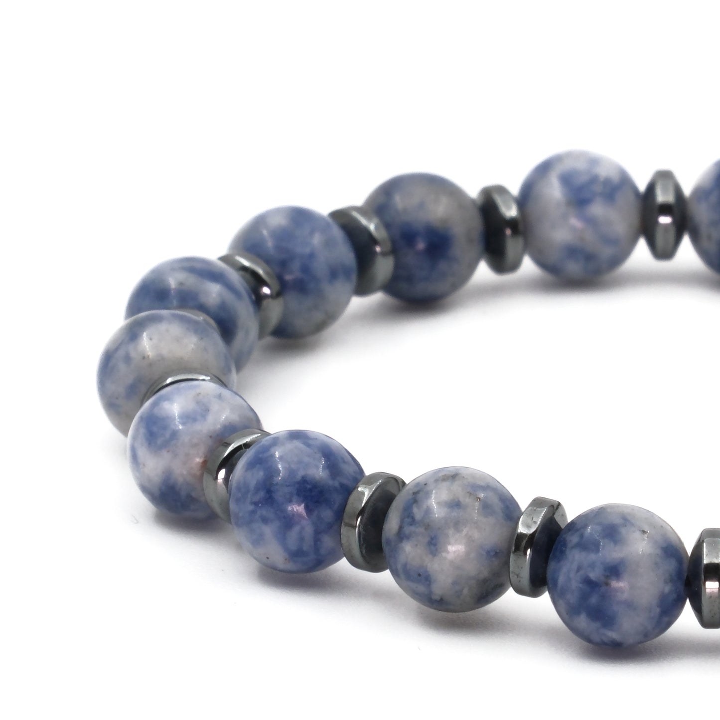 Globe Sodalite and Hematite Natural Stone Natural Stone Bracelet SPF-A-049