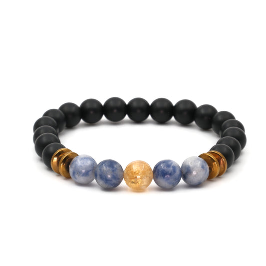 Citrine Sodalite Onyx Hematite Certified Natural Stone Bracelet SPF-A-063