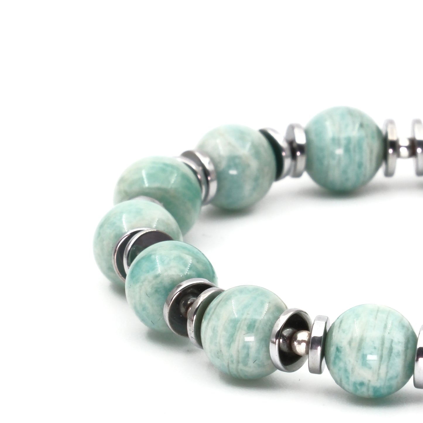 Amazonite and Hematite Natural Stone Bracelet SPF-A-008