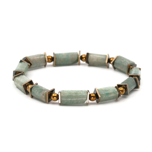 Amazonite Hematite Certified Natural Stone Bracelet SPF-A-007