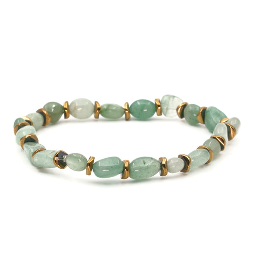 Aventurine and Hematite Certified Natural Stone Bracelet SPF-A-016