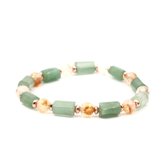 Aventurine and Sphere Citrine Certified Natural Stone Bracelet SPF-A-017