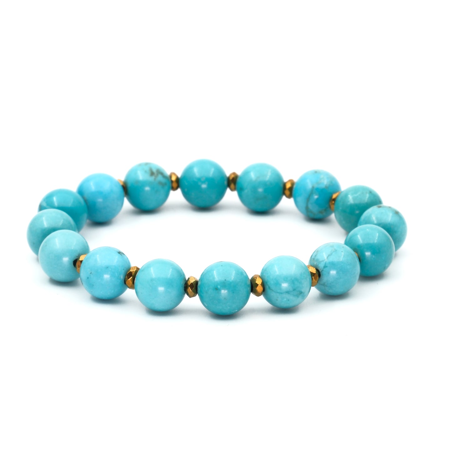 Turquoise (10mm) and Hematite Natural Stone Bracelet SPF-A-070