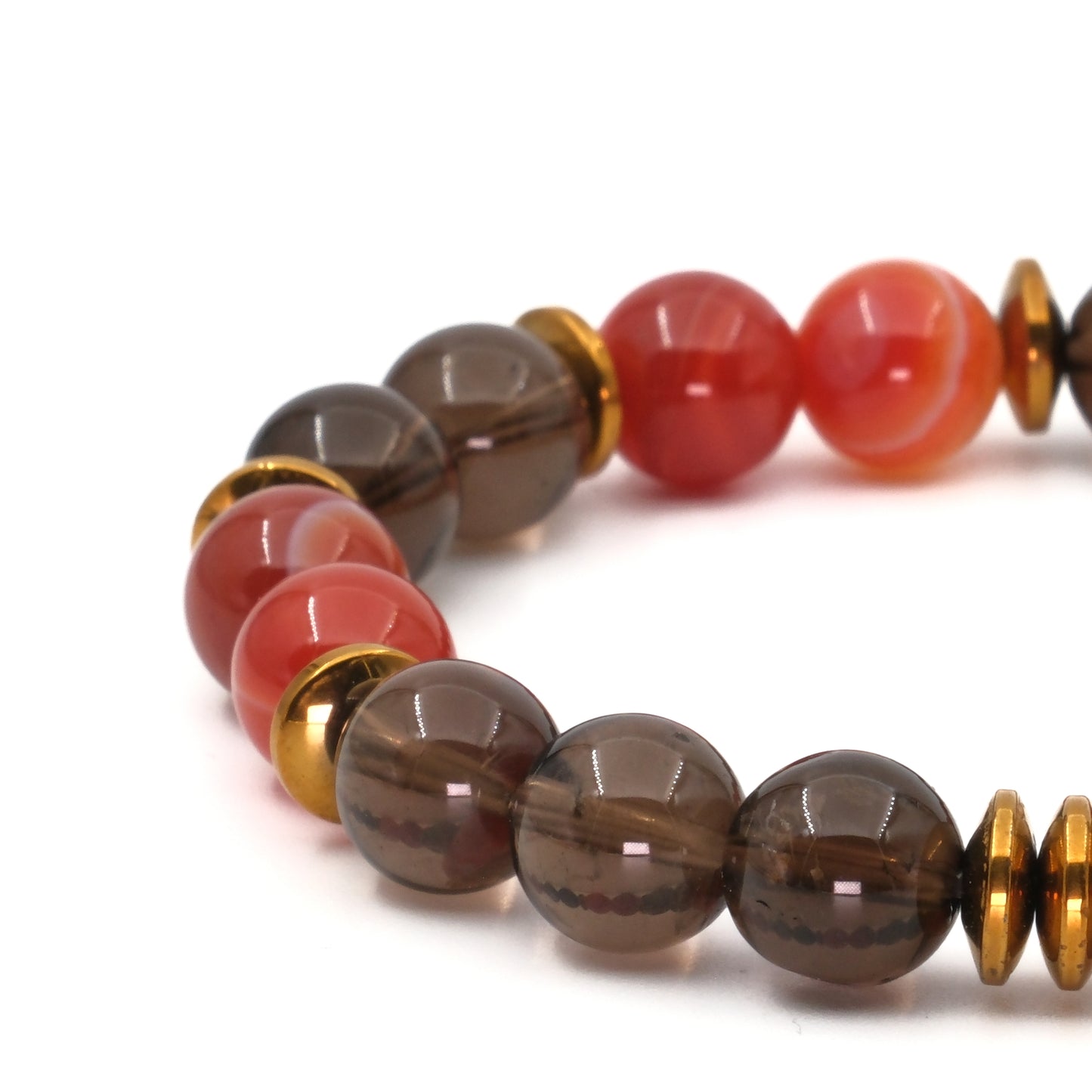 Agate and Smoky Quartz Hematite (10mm) Natural Stone Bracelet SPF-A-001