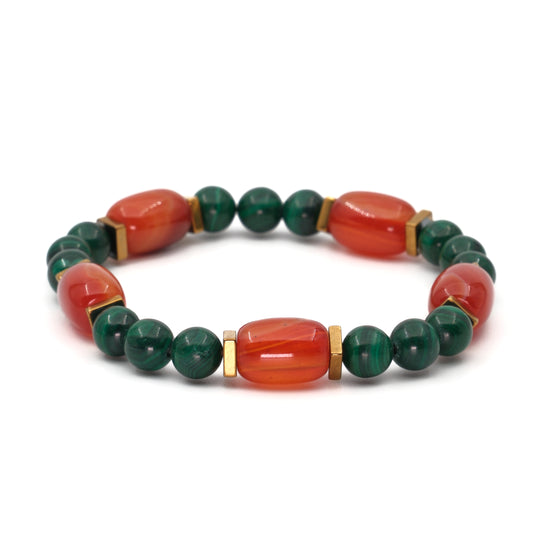 Malachite and Barley Agate Certified Natural Stone Bracelet SPF-A-053