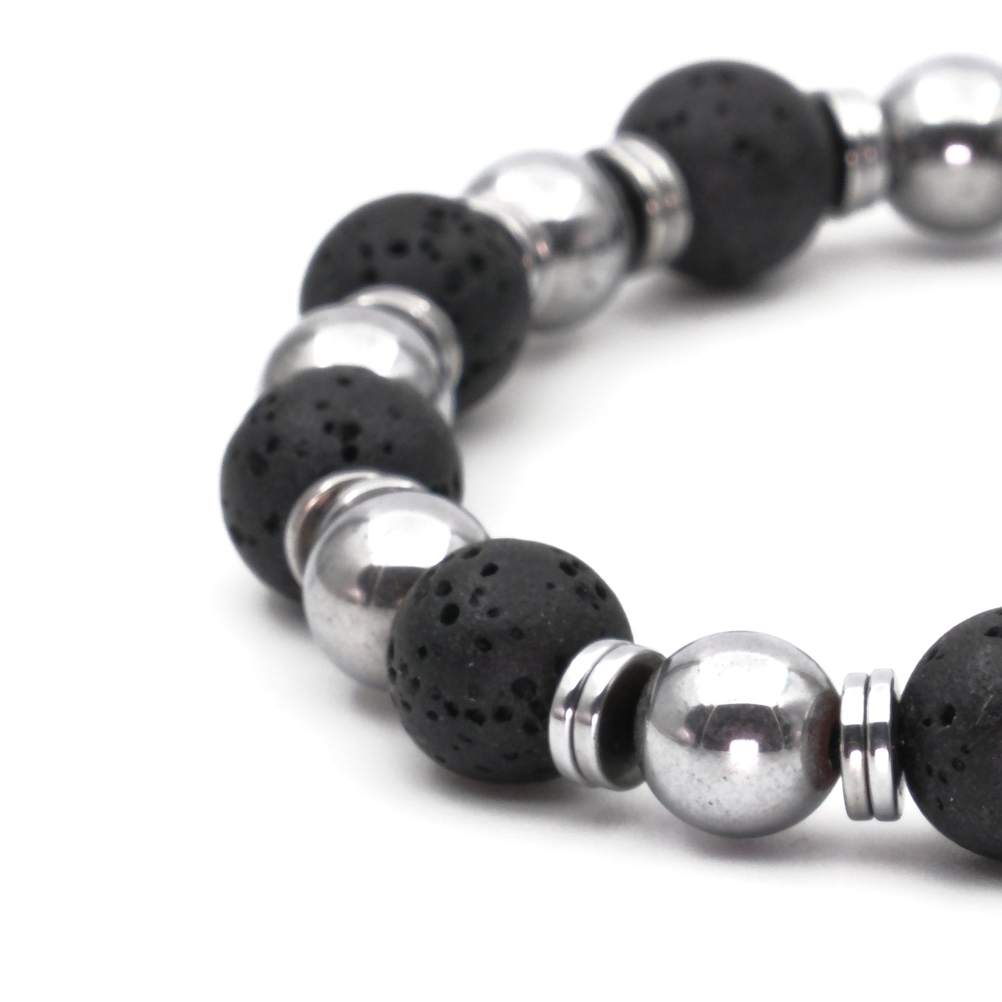 Lava Stone and Hematite Natural Stone Bracelet SPF-A-052