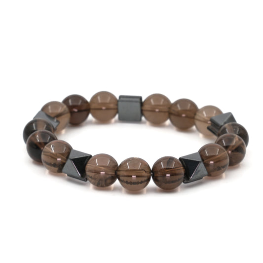 Smoky Quartz Hematite Certified Natural Stone Bracelet SPF-A-021