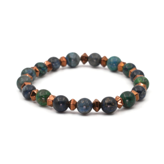 Azurite and Hematite Certified Natural Stone Bracelet SPF-A-019