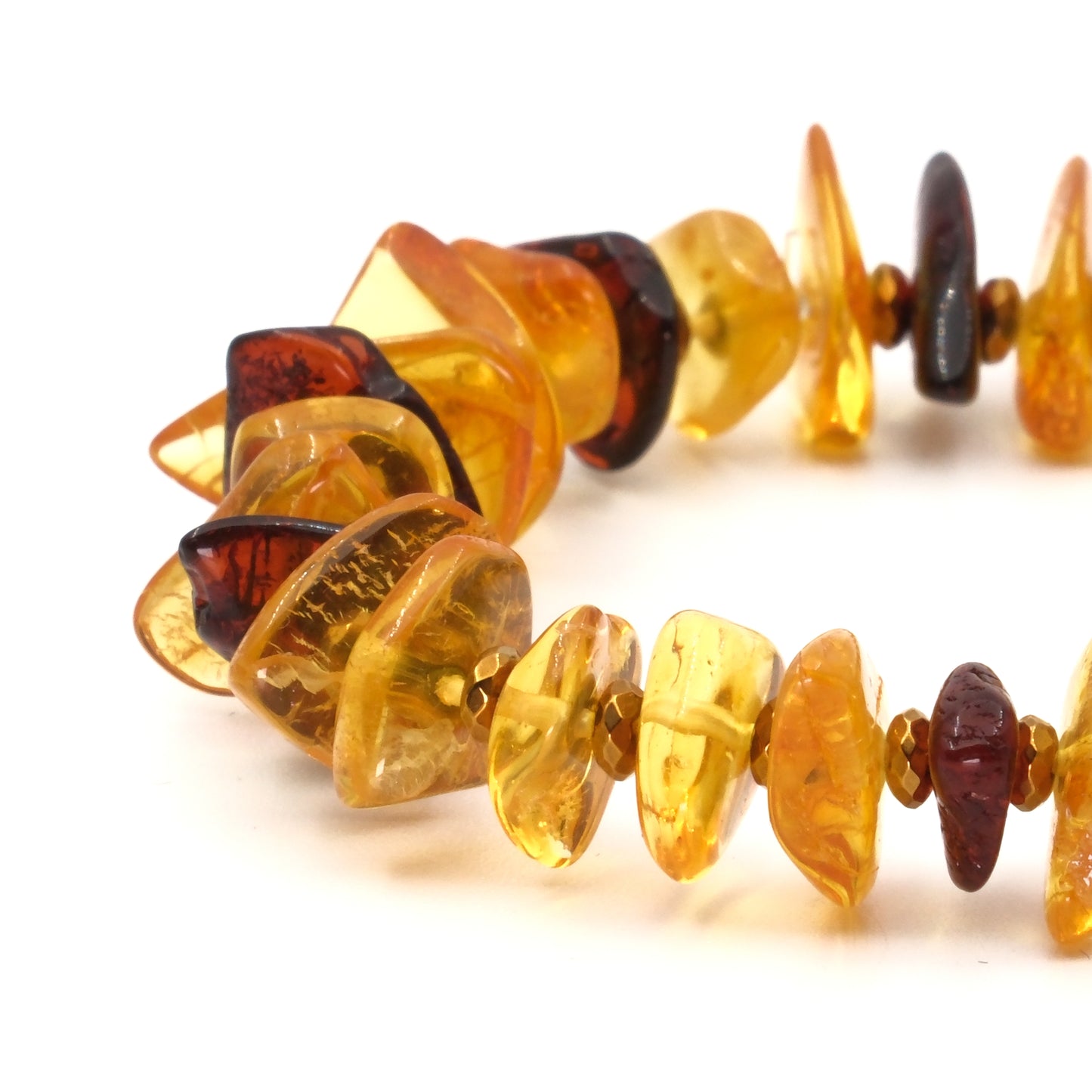 Amber and Hematite Natural Stone Bracelet SPF-A-043