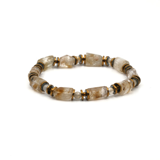 Citrine and Hematite Certified Natural Stone Bracelet SPF-A-080