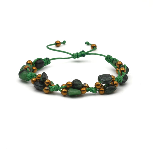 Anyolite Stone (Ruby Zoisite) Macrame Natural Stone Bracelet SPF-A-013