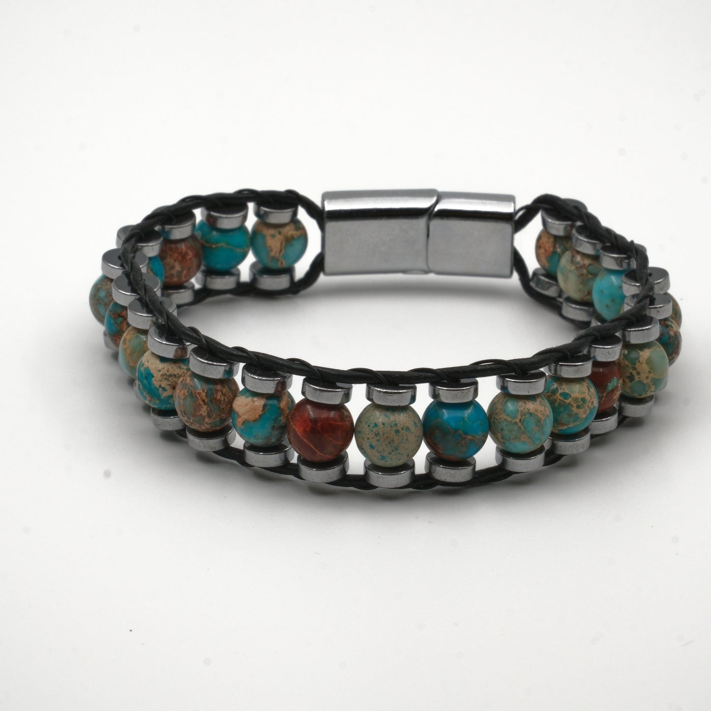 Variscite and Hematite Healing Certified Natural Stone Bracelet SPF-A-075