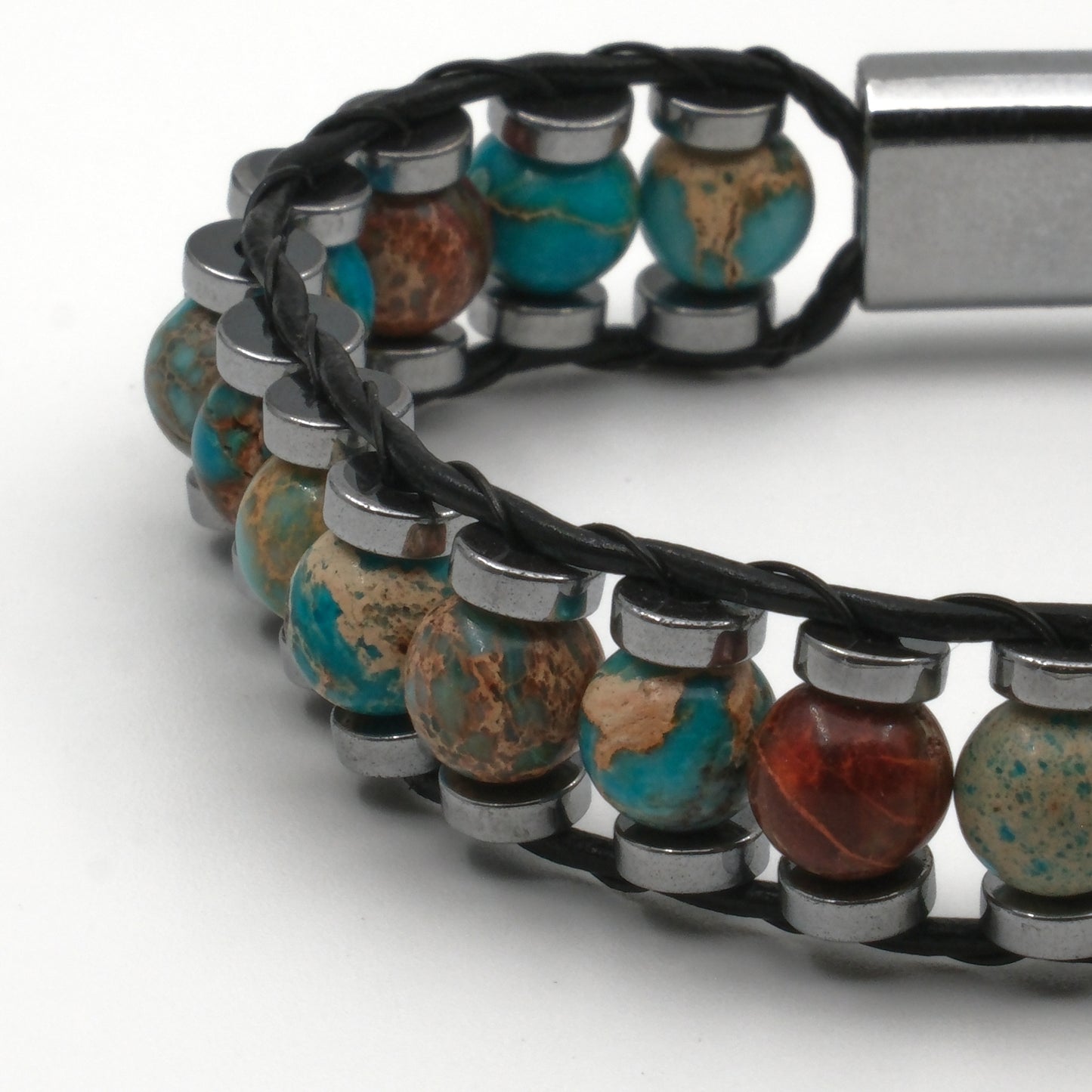 Variscite and Hematite Healing Certified Natural Stone Bracelet SPF-A-075