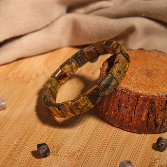 Cube Tiger Eye Certified Natural Stone Bracelet SPF-A-083