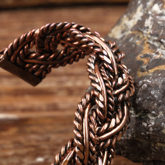 El Yapımı Motifli Saf Bakır Unisex Bileklik SPF-B-010