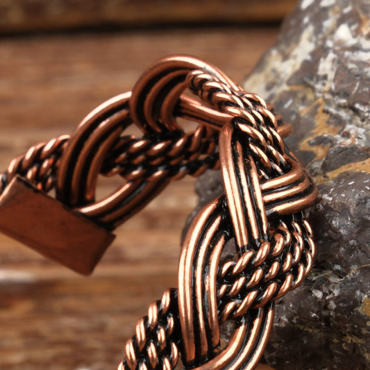 El Yapımı Motifli Saf Bakır Unisex Bileklik SPF-B-006