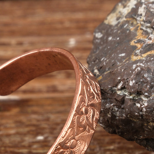 El Yapımı Motifli Saf Bakır Unisex Bileklik SPF-B-002