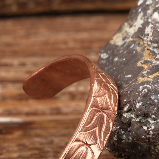 El Yapımı Motifli Saf Bakır Unisex Bileklik SPF-B-003