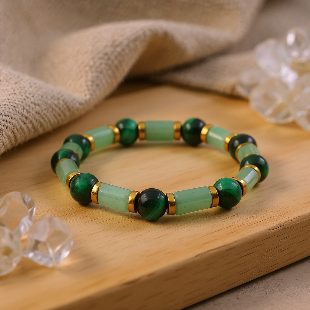 Tiger Eye and Aventurine Natural Stone Bracelet SPF-A-034