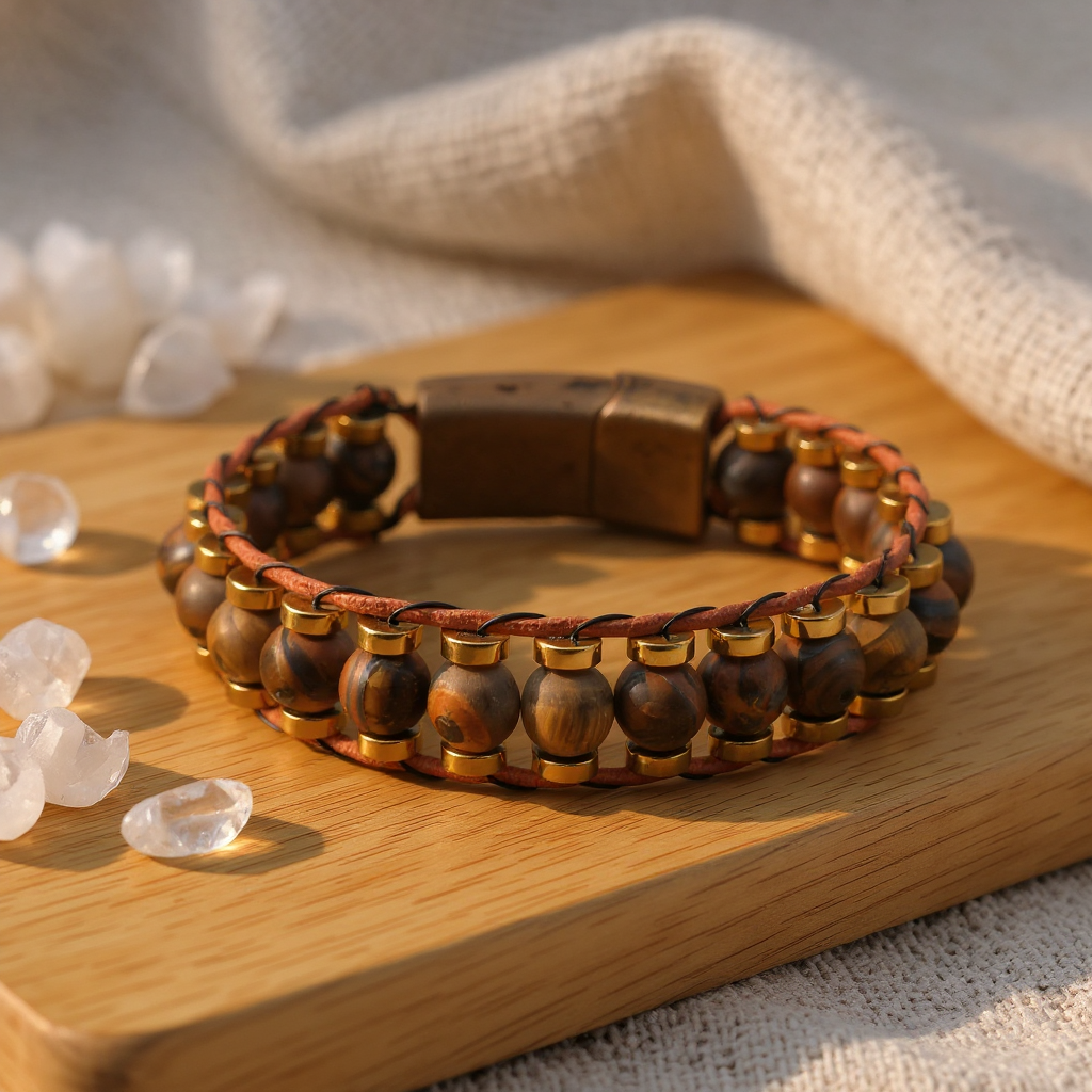 Tiger Eye and Hematite Natural Stone Bracelet SPF-A-039