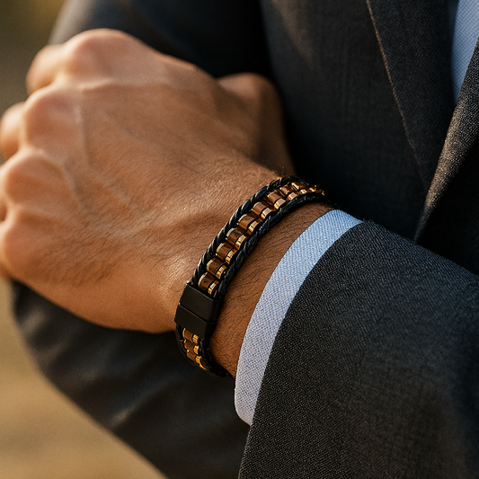 Kaplan Gözü ve Hematit Sertifikalı Doğal Taş Bileklik SPF-A-036