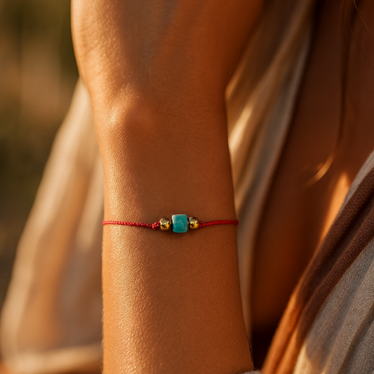 Cube Turquoise Macrame Certified Natural Stone Bracelet SPF-A-047