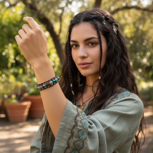 Varisit ve Hematit Şifa Sertifikalı Doğal Taş Bileklik SPF-A-075