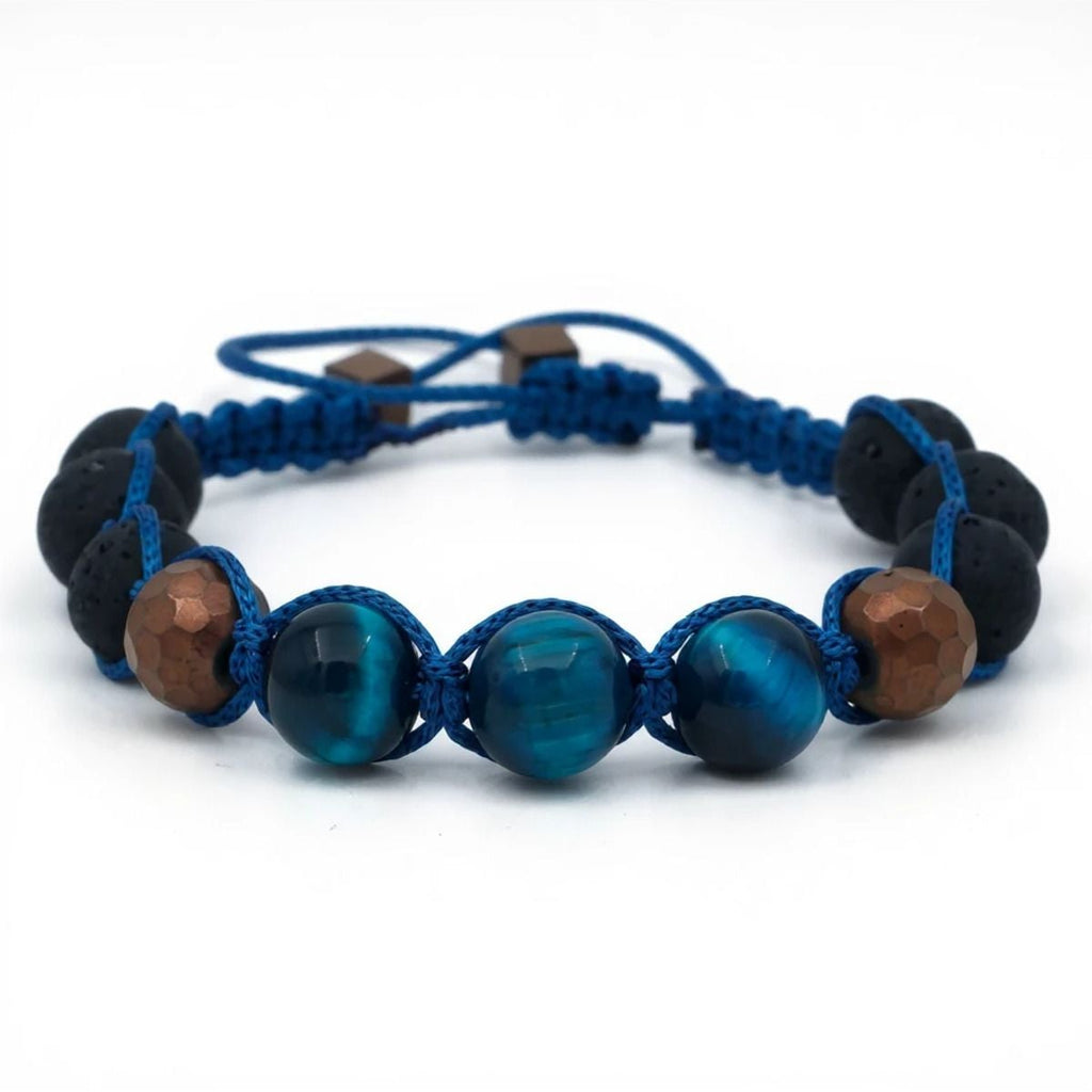 Kaplan Gözü ve Hematit Makrome Sertifikalı Doğal Taş Bileklik SPF-A-040