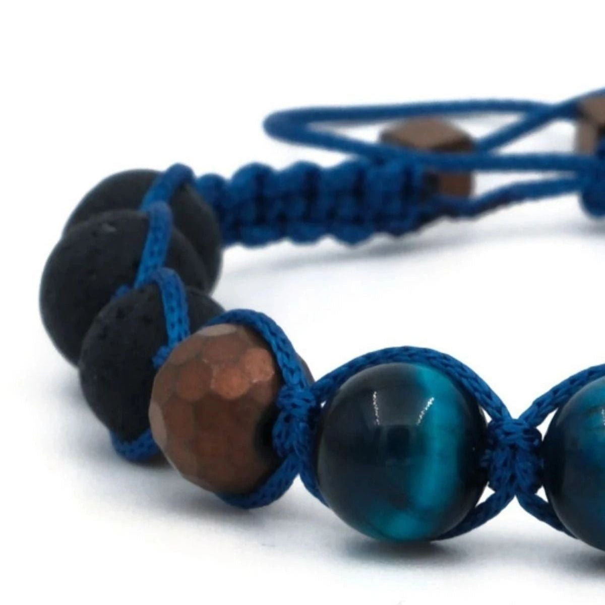 Kaplan Gözü ve Hematit Makrome Sertifikalı Doğal Taş Bileklik SPF-A-040