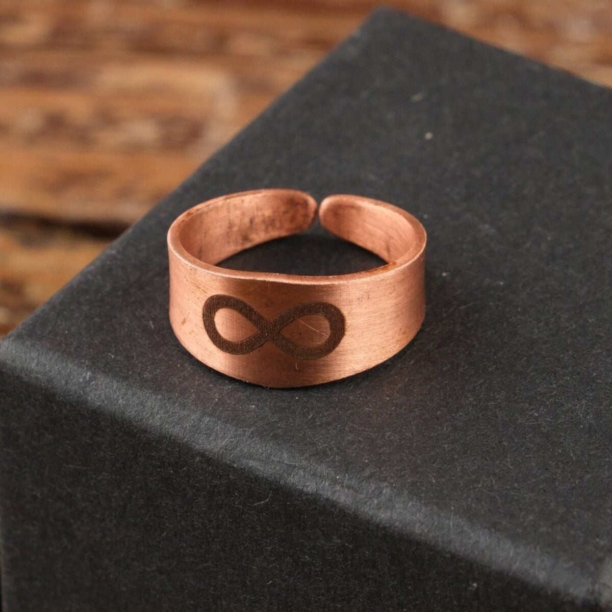 El Yapımı Motifli Saf Bakır Unisex Yüzük SPF-Y-005