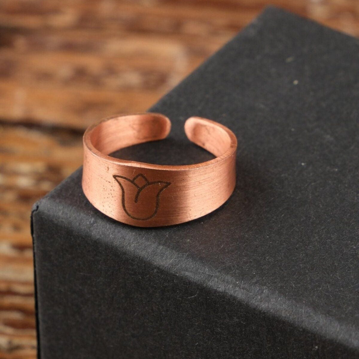 El Yapımı Motifli Saf Bakır Unisex Yüzük SPF-Y-007