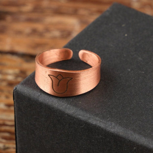 Handmade Motif Pure Copper Unisex Ring SPF-Y-007