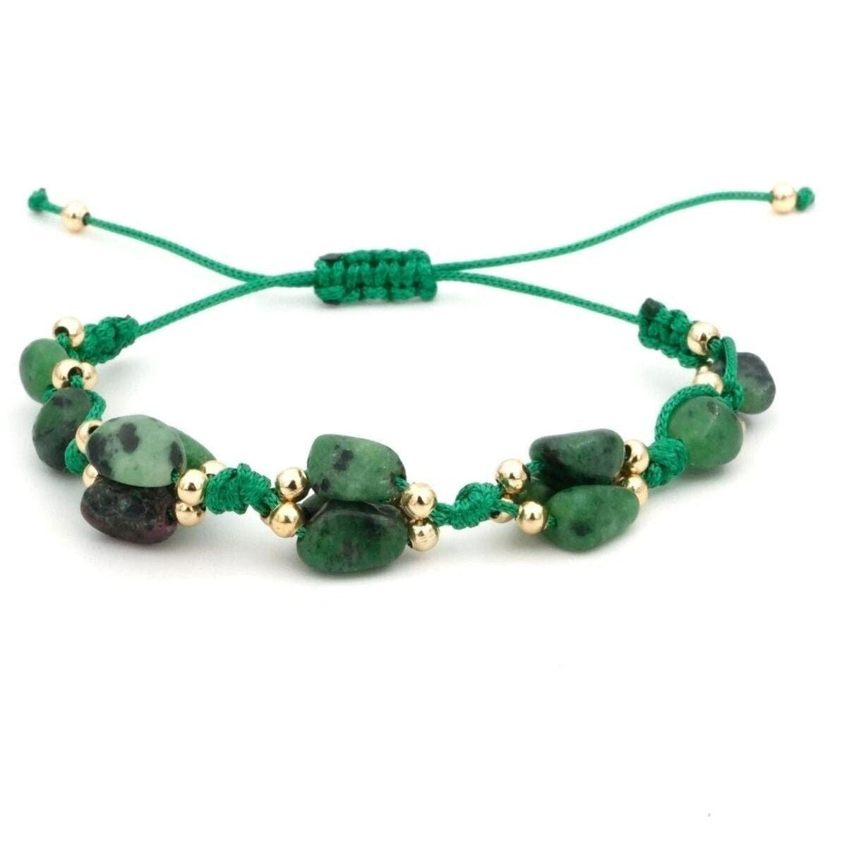 Anyolite Stone (Ruby Zoisite) Macrame Natural Stone Bracelet SPF-A-013