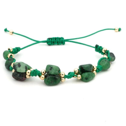 Anyolite Stone (Ruby Zoisite) Macrame Natural Stone Bracelet SPF-A-013