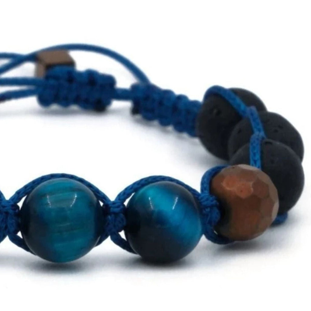 Kaplan Gözü ve Hematit Makrome Sertifikalı Doğal Taş Bileklik SPF-A-040