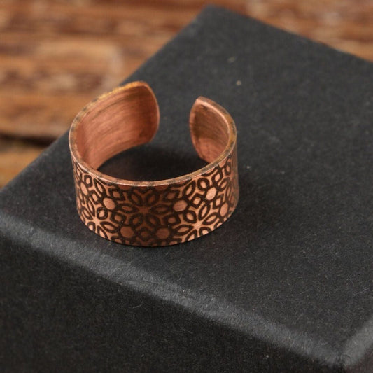 Handmade Motif Pure Copper Unisex Ring SPF-Y-001