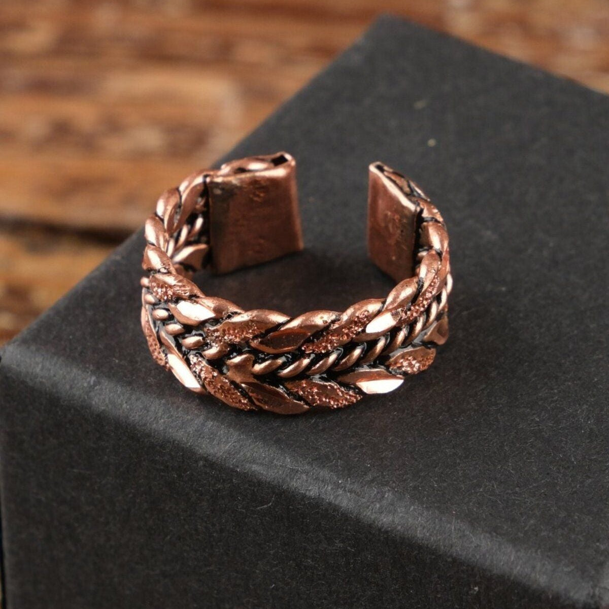 El Yapımı Motifli Saf Bakır Unisex Yüzük SPF-Y-006